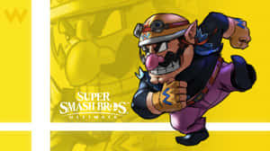 Wario Striking A Triumphant Pose On A Vibrant Backdrop Wallpaper