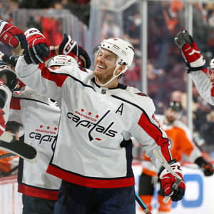 Washington Capitals John Carlson Fist Bump With Teammate Wallpaper