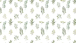 Watercolor Leaves Patterns Green And White Aesthetic Wallpaper