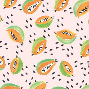 Watercolor Papaya Painting Seamless Pattern Wallpaper