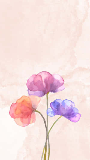 Watercolor_ Trio_of_ Flowers Wallpaper