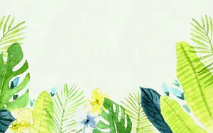 Watercolor Tropical Minimalist Plant Desktop Wallpaper