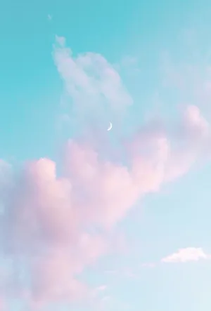 Waxing Crescent Blue Pastel Aesthetic Wallpaper
