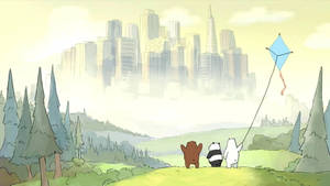 We Bare Bears Aesthetic Blue Kite Wallpaper