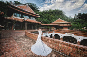 Wedding Dress At Temple Wallpaper