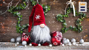 Welcome Christmas With A Cheerful Gnome Wallpaper
