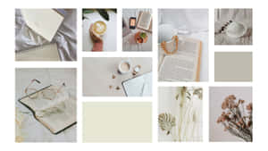White Aesthetic Laptop Photo Tiles Wallpaper