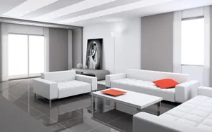 White And Gray Color Living Room Wallpaper