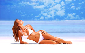 White Beach Bikini And Blue Sky Wallpaper