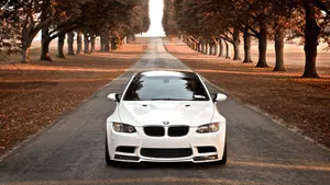 White Bmw Car On The Road Wallpaper