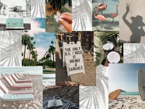 White Collage Summer Vibes Wallpaper