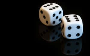 White Dice Black Background Reflection Wallpaper