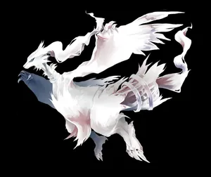White Dragon Reshiram Black Backdrop Wallpaper