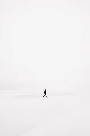 White Full Screen Walking Man Silhouette Wallpaper