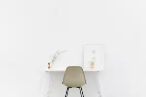 White Minimalist Workspace Wallpaper