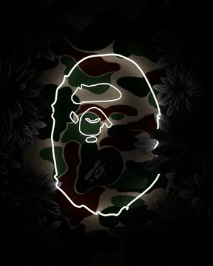 White Neon Light Bape Logo Wallpaper