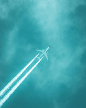 White Plane Flying In The Sky Wallpaper