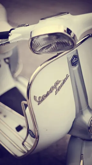 White Retro Aesthetic Vespa Sprint Wallpaper