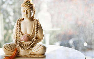 White Statue Of Buddha Desktop Background Wallpaper