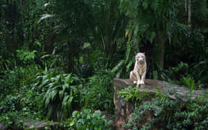 White Tiger In Peaceful Jungle Desktop Wallpaper