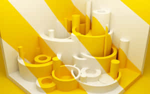 White Yellow Aesthetic Desktop 3d Art Wallpaper