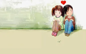Wholesome Cartoon Boy And Girl Wallpaper