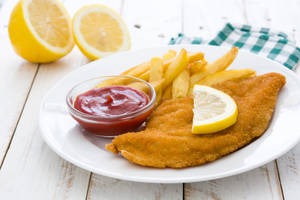 Wiener Schnitzel With French Fries Wallpaper