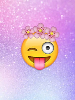 Winking Playful Emoji Girl With Tongue Wallpaper
