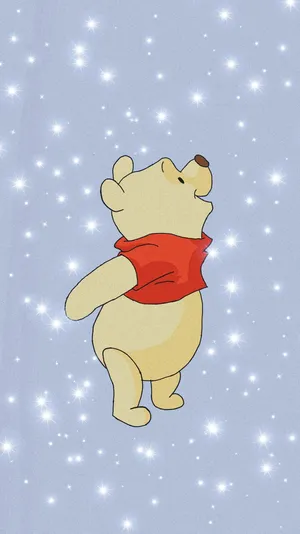 Winnie The Pooh Aesthetic With Snowfall Wallpaper