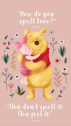 Winnie The Pooh Quotes In Pink Wallpaper