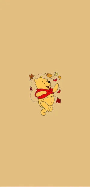 Winnie The Pooh With Leaves Wallpaper