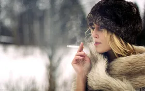 Winter Clothing Girl Smoking Wallpaper