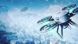 Winter_ Drone_ Flight_ Over_ Snowy_ Town.jpg Wallpaper