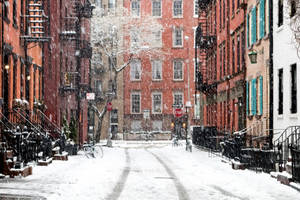 Winter Neighborhood New York Computer Wallpaper