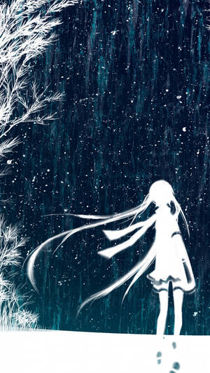 Winter Phone White Figure Girl Wallpaper