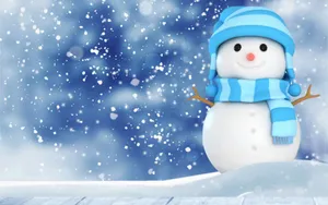 Winter's Joyful Creation: Snowman Wallpaper