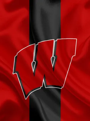 Wisconsin Badgers Logo On A Vibrant Red Background Wallpaper