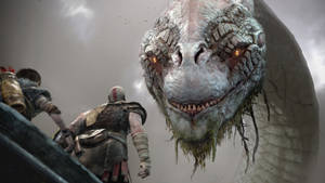 Witness The Power Of The World Serpent In God Of War Wallpaper