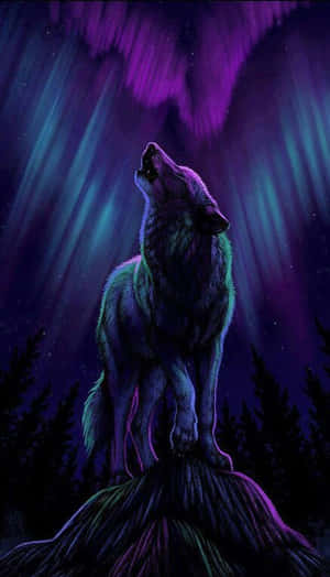 Wolf Howling In The Night Sky Wallpaper