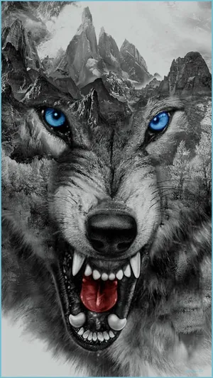 Wolf Iphone Fierce Blue Eyes Growling Wallpaper