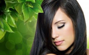 Woman Face With Straight Hair Wallpaper