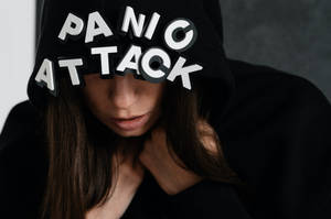 Woman In Panic Attack Hoodie Wallpaper