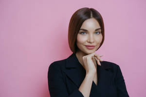 Woman In Pink Wall Headshot Wallpaper