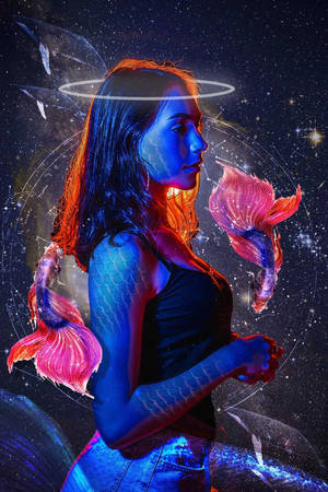 Woman In Pisces Digital Art Wallpaper