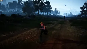 Woman Running In Dark Road Wallpaper