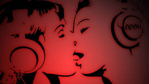 Women Kissing Vector Art Wallpaper