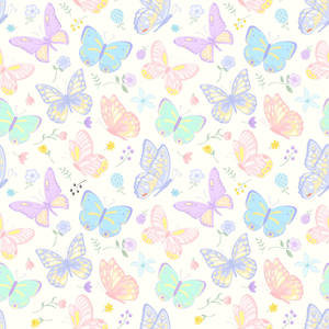 Wonderful Pastel Butterflies And Flowers Wallpaper