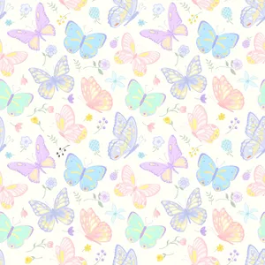 Wonderful Pastel Butterflies And Flowers Wallpaper