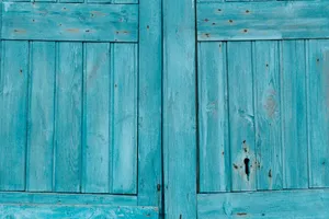 Wooden Teal Door Wallpaper