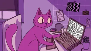 Working Purple Cat Computer Wallpaper